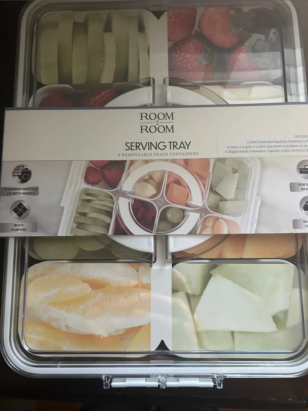 Room Room Clear Snack Serving Tray with Removable Compartments - Clear/White